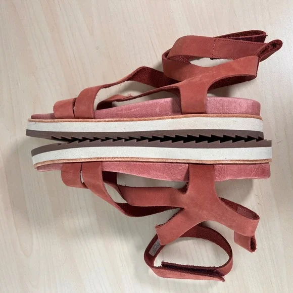 Merrell Redwood Sandals Womens 9 Red Brown Leather Strappy Platform J000572 - Picture 8 of 9